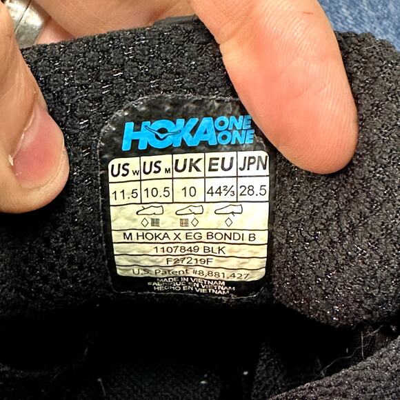 EXCELLENT Hoka One One x Engineered Garments Bondi B Triple Black Men\'s 10.5 main image 7
